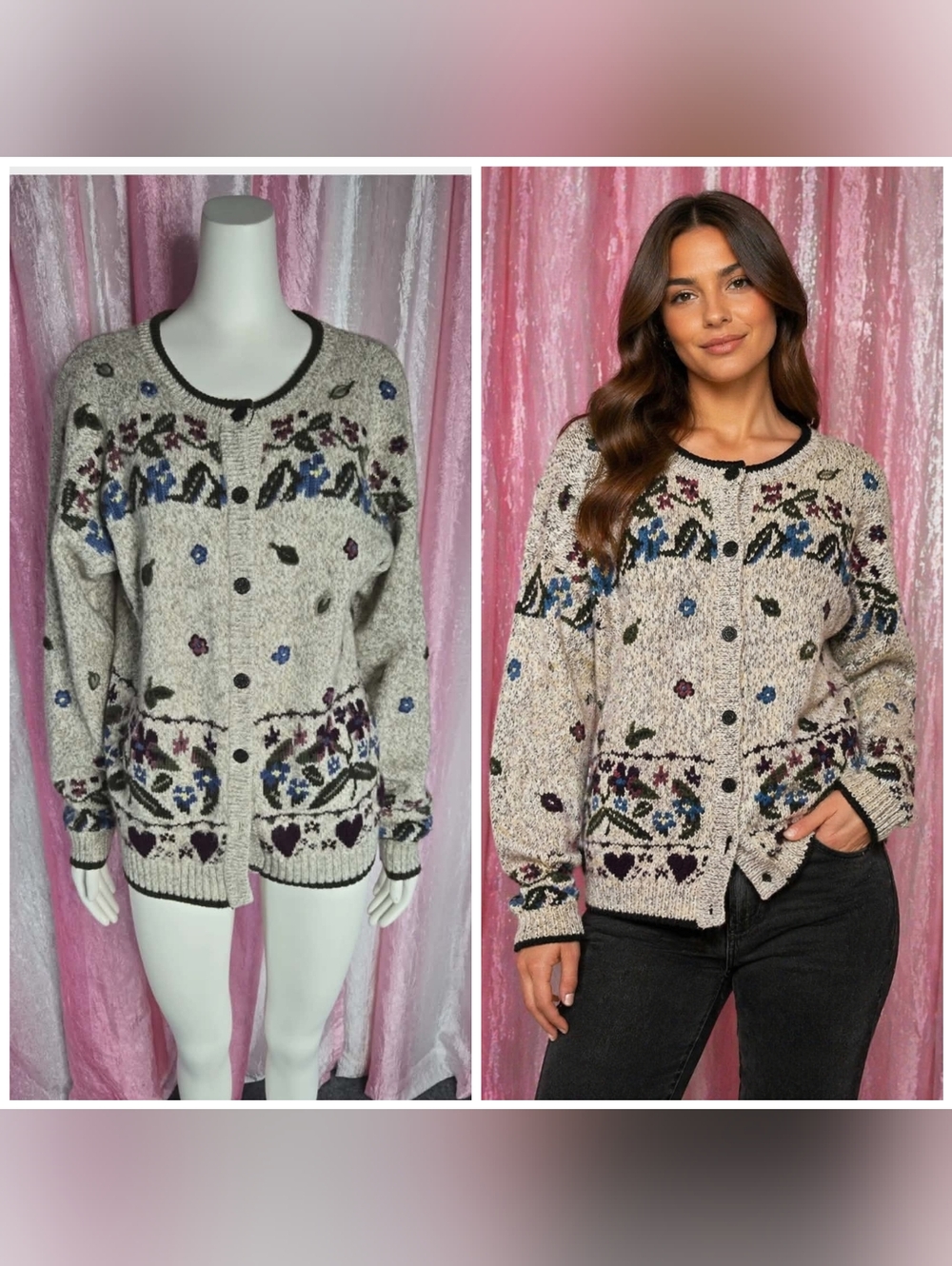 Vintage Northern Reflections Wool Blend Cottagecore Cardigan Sweater Size Large